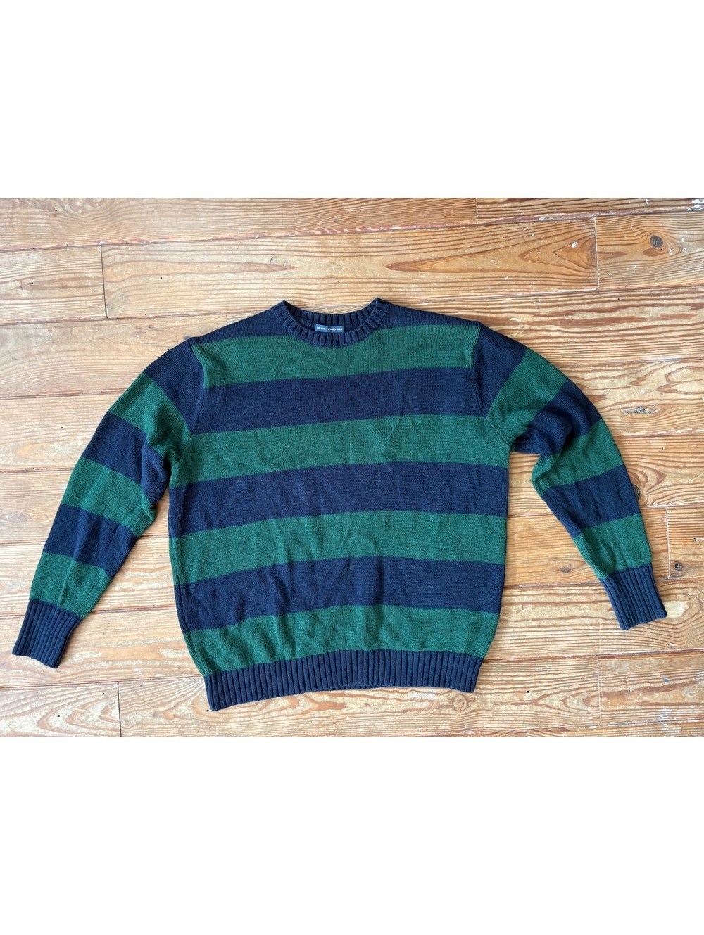 Brandy Melville John Galt Brianna Green Navy Striped Crewneck Knit Sweater OS